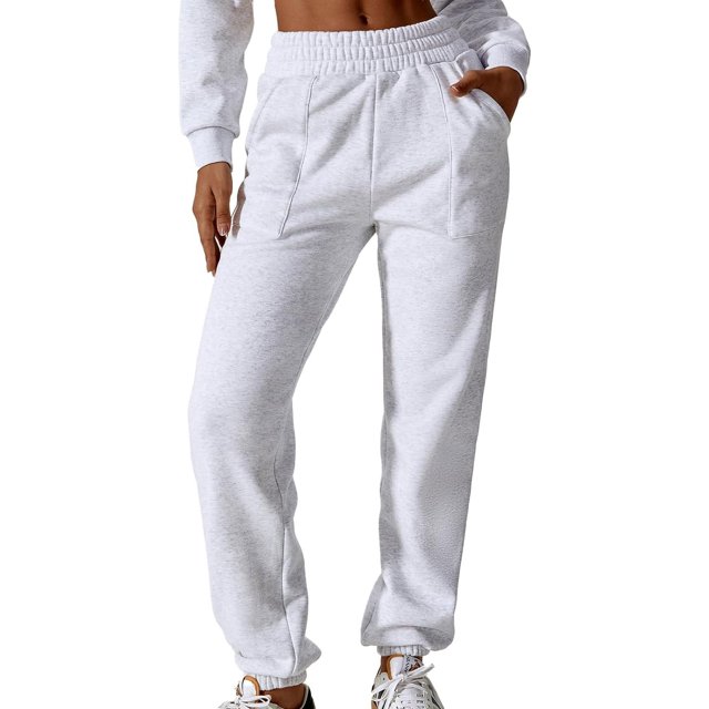 Vsaiddt Pantalones deportivos de invierno para mujer con bolsillos, pantalones harén con forro polar, pantalones holgados casuales, pantalones deportivos