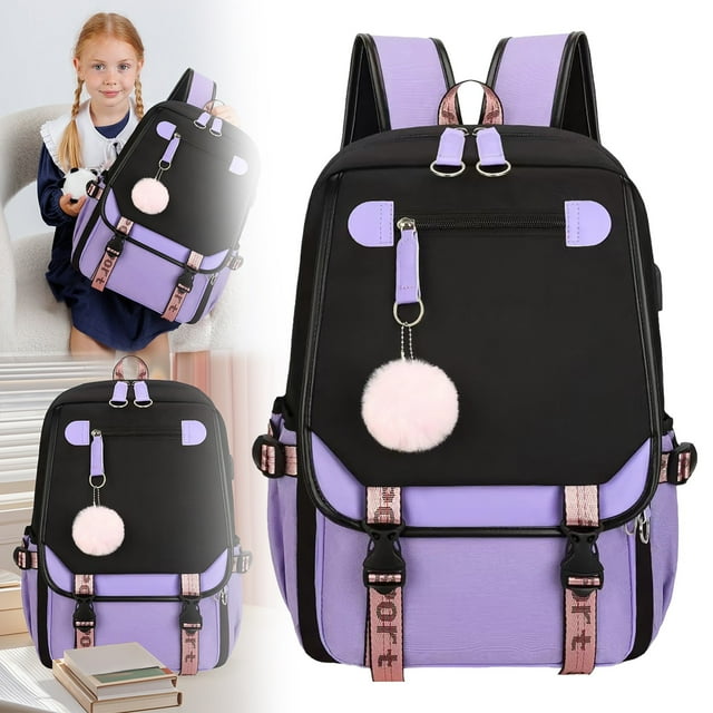 WHEANG SANMADROLA School Backpack Bookbag Backpack 21L Schoolbag Bookbag With USB Charge Port