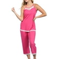 thumbnail image 1 of Doublju Women's Sleeveless Racerback Lace Capri Pajama 2 Pcs Set (Plus Size Available), 1 of 4