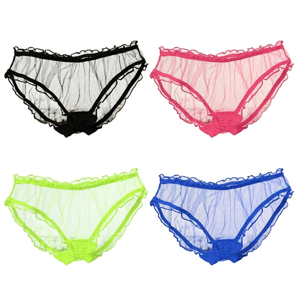Women's Transparent Brief Girls Lady Panties Ruffle Edge G-string Women  See-through Panties Mesh Temptation Underpants Underwear