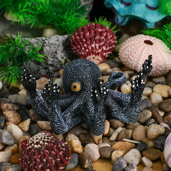OUNONA Funny Octopus Figurine for Decoration Resin Black Unique Design for Fish Tank Ornaments and Tabletop Sculpture 3.5 inches