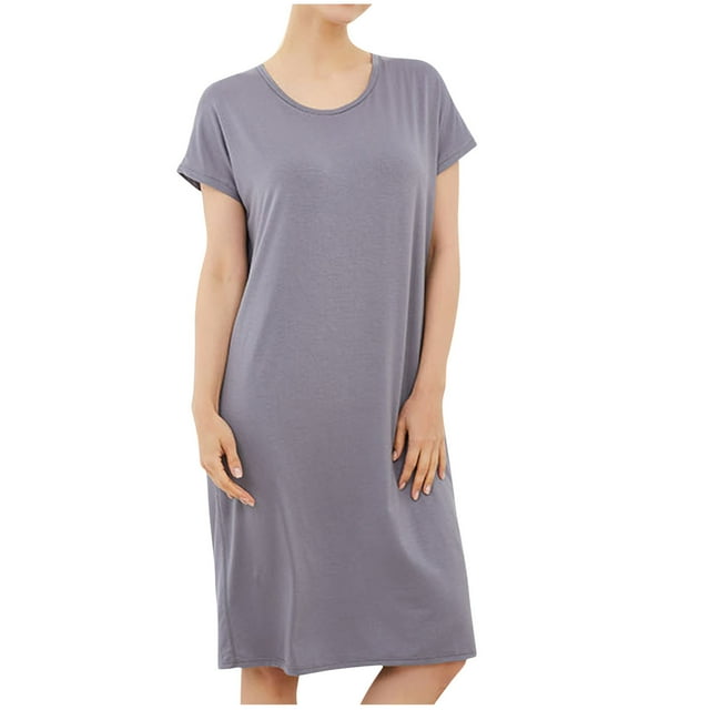 Cameland Nuisette Grande Taille Femme Col Rond Manches Courtes Robe de Pyjama Ample Vêtements de Maison Pyjama Mi-Long Vêtement de Nuit