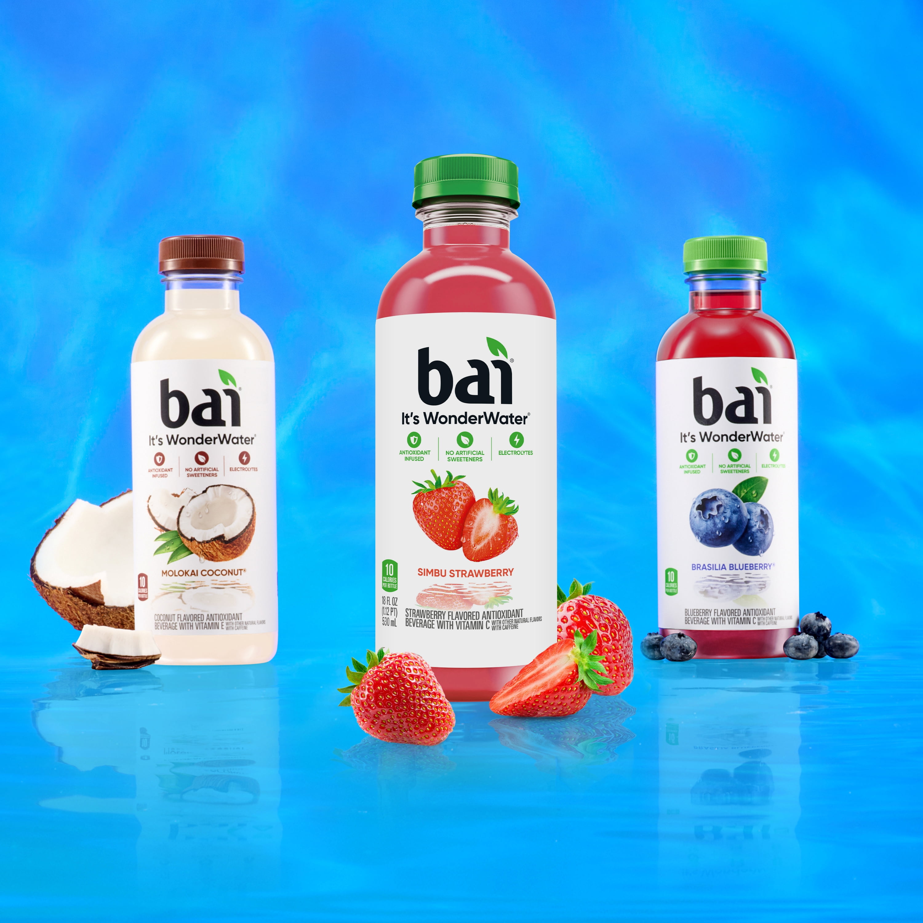 Bai Brasilia Blueberry Antioxidant Infused Water Beverage, 18 fl oz, 12 Pack Bottles