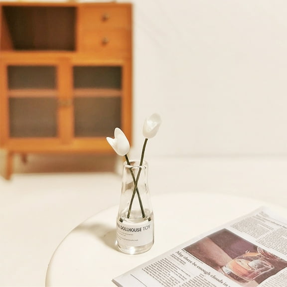 Sunjoy Tech Mini Flower Vase,Miniature Model Mini Flower Vase for 1/6 1/12 Scale Dollhouse Ornament,Artificial Flowers Dollhouse Accessories