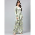 thumbnail image 6 of Janasya Women's Sage Green Satin Digital Floral Printed Pant Set, 6 of 9