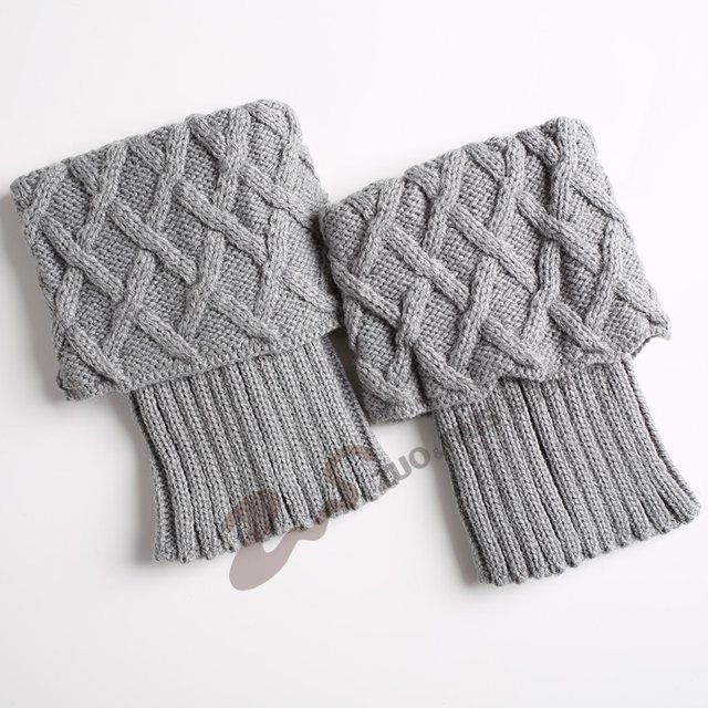 Calcetines cálidos para mujer Botas de lana tejidas para mujer Leggings cortos con rejilla de diamantes y vuelta