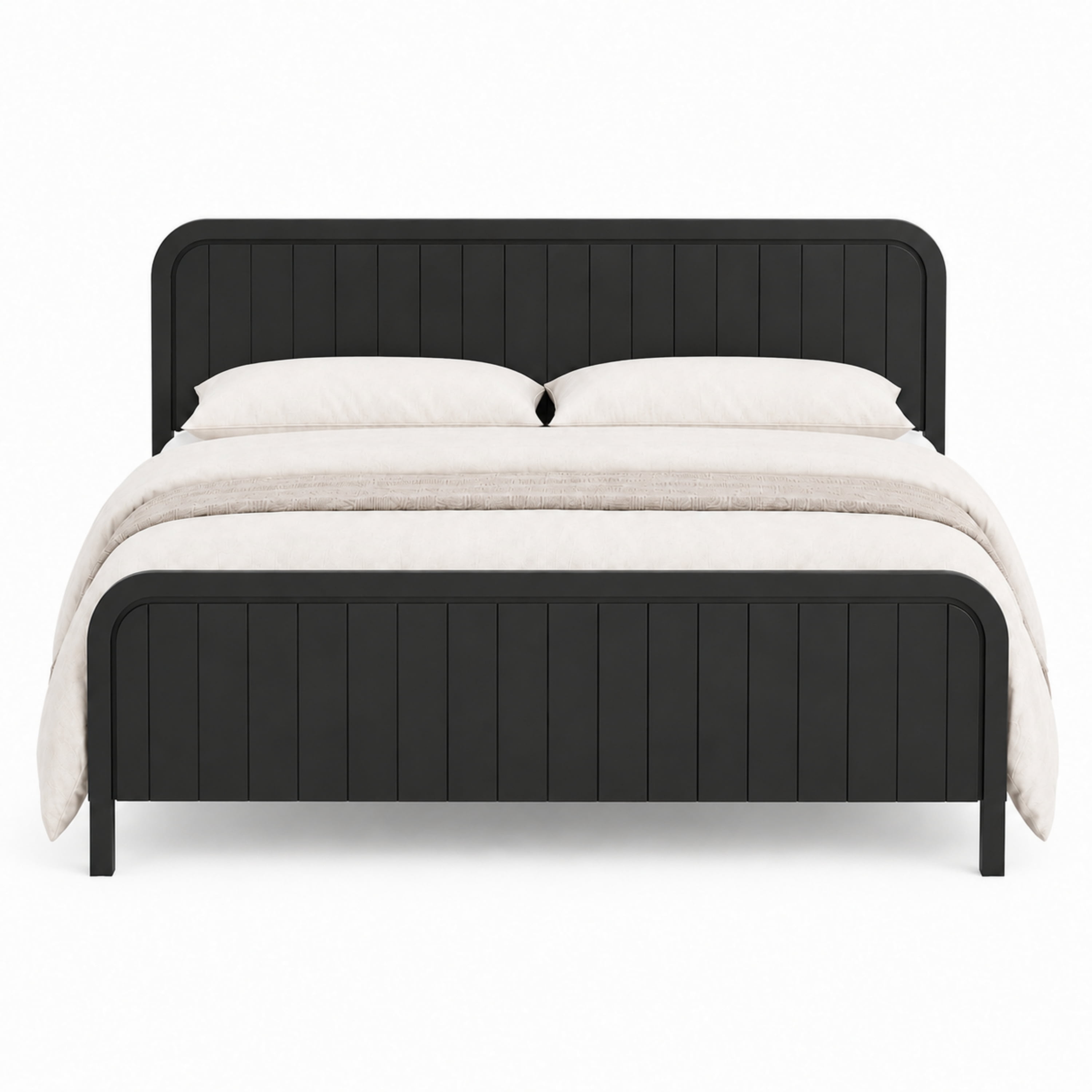 Mintazer King Size Platform Bed Frame with Rounded Headboard & Footboard for Bedroom, No Box Spring Needed, Easy Assembly, Black