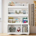thumbnail image 6 of Cozy Castle 3 Tiers Kids Bookshelf, Multifunctional Book and Toy Storage Organizer, Wooden Kids Bookcase with Cabinet for Bedroom, Playroom, Nursery, White, 6 of 8