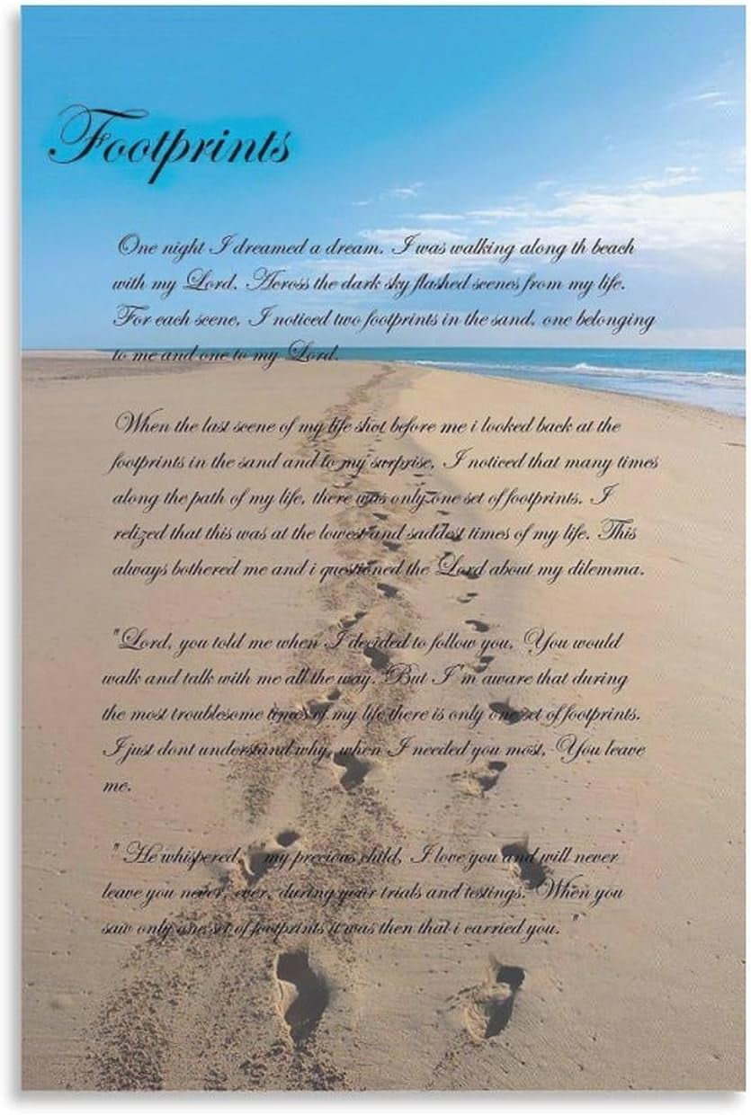 jdhy-footprints-in-the-sand-christian-footprints-poem-8-x-12-poster-walmart-com for Free Printable Footprints In The Sand Poem JDHY Footprints in The Sand Christian Footprints Poem 8