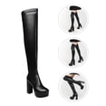 thumbnail image 5 of Himition 1 Pair of Delicate Autumn Winter Boots Exquisite Female Thick Heel Boots (Black), 5 of 6