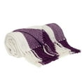 thumbnail image 5 of Parkland Collection Archee Purpler Striped Cotton Throw Blanket, 50 x 60 Decorative Couch Throw, 5 of 5