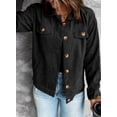 thumbnail image 7 of Asyoly Womens Corduroy Shacket Jackets Button Down Long Sleeve Solid Color Casual Lapel Coat Outwear With Pockets, 7 of 7