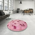 thumbnail image 4 of Ahgly Company Machine Washable Indoor Square Abstract Dark Pink Area Rugs, 6' Square, 4 of 7