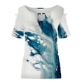 thumbnail image 2 of Gibobby Playera de Manga Corta con Cuello Redondo Camiseta manga corta con estampado flores y botones para mujer, camiseta manga corta, informal, Sexy, verano, para (Azul,G), 2 of 4