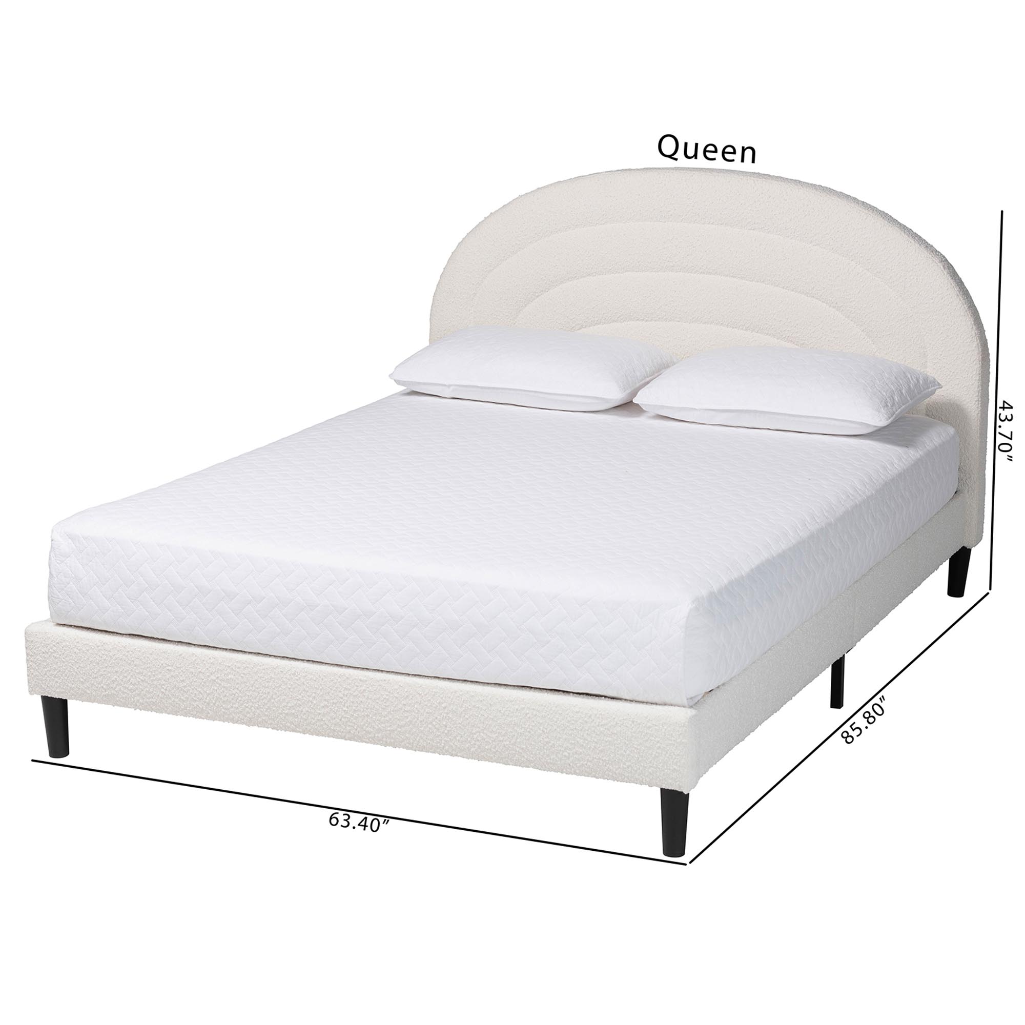 Baxton Studio Pelagia Modern Platform Bed, Queen, 63"W, Cream