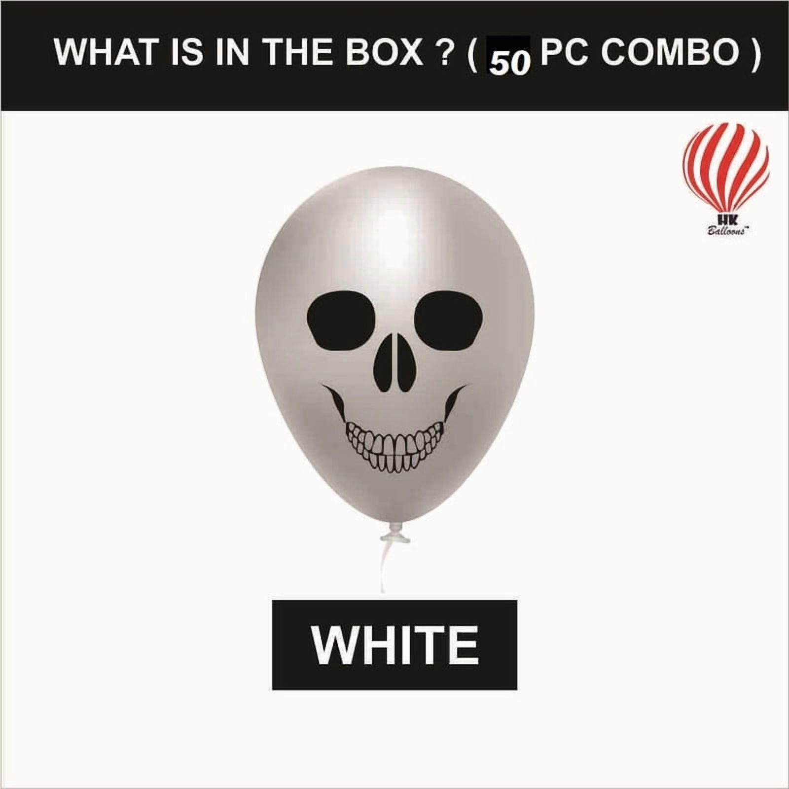 balloons Rubber 50Pcs Halloween Skull Decorations Items For Printed Balloons Skull Themed Pumpkin White Balloons Set For Halloween Celebration Party Decoration Balloons