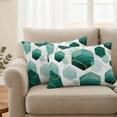 thumbnail image 3 of Outdoor Waterproof Pillow Covers Watercolor Green Hexagon Decorative Throw Pillow Protectors,Pillowcase Cushion Cases for Patio Sofa Garden Couch,20x12in,Pack of 2, 3 of 14