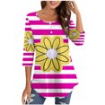thumbnail image 1 of Birdeem Blouse for Women Womens Round Neck 3/4 Sleeve Button Up Top, 1 of 9