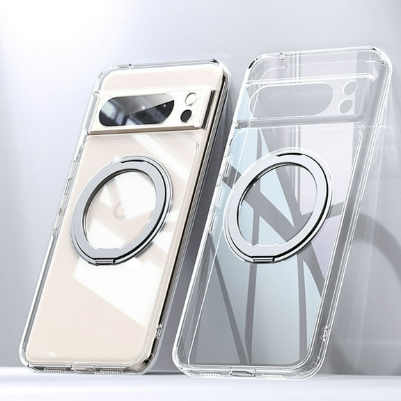 for Google Pixel 9 Pro XL Case, with 360° Rotatable Magnetic Ring Kickstand [Compatible with Magsafe] [Military-Grade Protection] Shockproof Phone Case for Women Men for Google Pixel 9 Pro XL, Clear