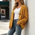 thumbnail image 5 of Tsivenald Cardigan Sweaters for Women Long Sleeve Button Down Chunky Knit Cardigan Sweater Casual Fall Outerwear, (Yellow Size S-XXXL), 5 of 5