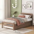 thumbnail image 4 of EBQOSK Modern Design Platform Bed Frame with 2 Drawers Walnut, 4 of 7