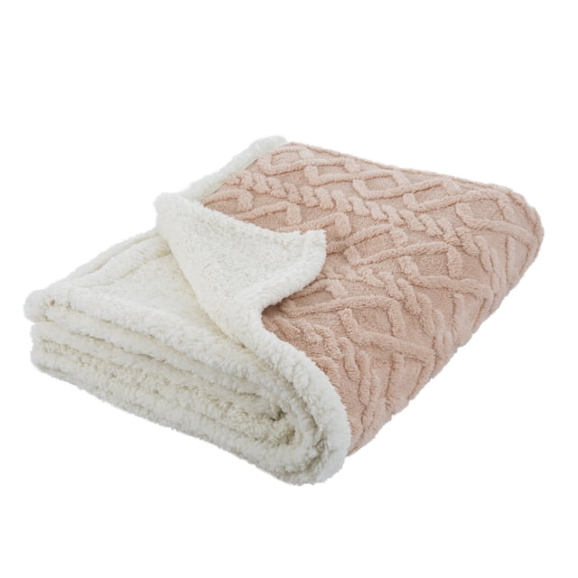 Cobertor Cobija Aborregado con Forro Polar Sherpa | Suave | Caliente | Ligera | Tamaño 150 x 100 cm (Beige, 150 x 100 cm)