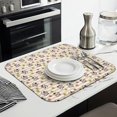 thumbnail image 3 of Beige Cow Flower Pattern Dish Drying Mat for Kitchen 1 Pack, Ultra Absorbent Microfiber Dishes Drainer Mats,16"x18", 3 of 6