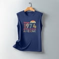 thumbnail image 4 of Nrmvnmi Vintage 50 Birthday Decorations Women 50th Big Day 1974 Tee T-Shirt Graphic Prints Sleeveless Tank Top Round Neck Blouse Top Mothers Day Gifts, 4 of 5