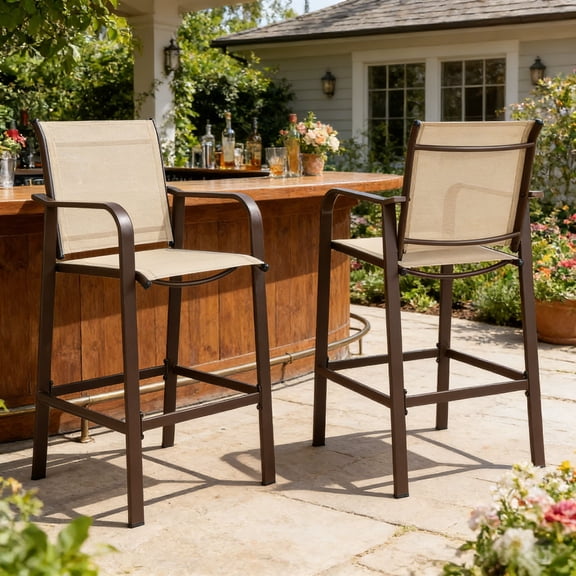 Zimtown Bar Package of 2, Metal Height Patio Bar Chairs for Bistro, Garden, Patio, High Bar Chairs for Indoor and Outdoor