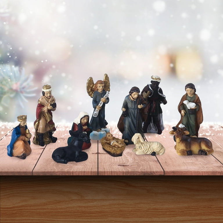 christmas nativity scene hand painted sculpted collectable table ornament  nativity sets for christmas indoor manger scene desktop ornament home  decorations for living room collection diy accessories 