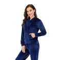 thumbnail image 4 of FANNYC Women Velvet Velour Long Sleeve Zipper Hoodie Front Pockets Sweater Jacket Tops, 4 of 6