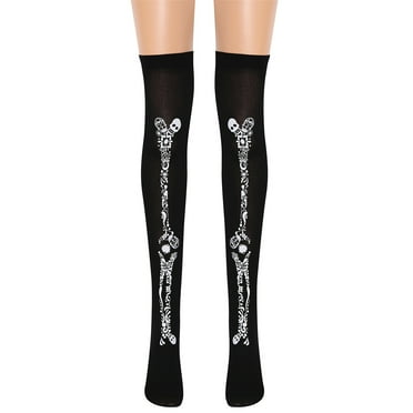Halloween Goth Costume Bone High Knee Sockings Skeleton Stockings Over Knee Socks Cosplay Festival Party Stockings Women
