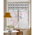 thumbnail image 4 of Classic Geometric Grey Linen Curtain Valance for Bedroom/Bathroom/Kitchen/Office/Living/Dining Room Window,Traditional Historical Art Rod Pocket Topper Decorative Cafe Drapes Panel 60"x18", 4 of 6