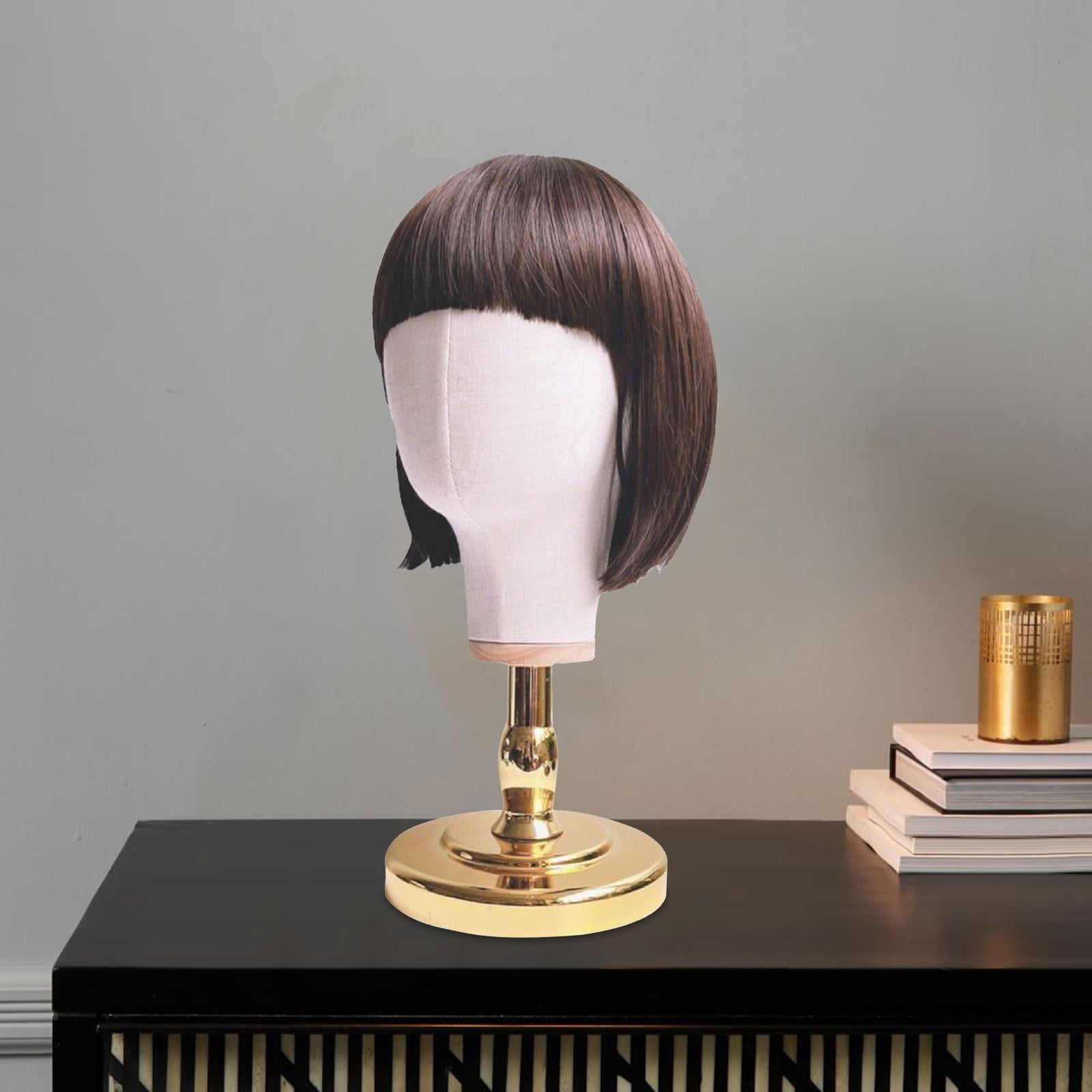 Gazechimp Canvas Block Head Desktop with PVC Base Mannequin Head for Hat Jewelries Gold