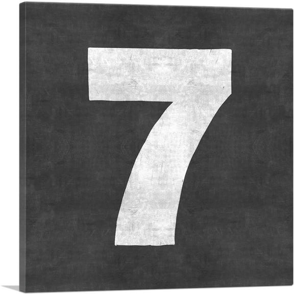 ARTCANVAS Chalkboard Number 7 Seven Numeral Canvas Art Print - Size: 18" x 18" (0.75" Deep)
