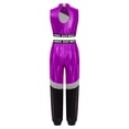 thumbnail image 4 of TiaoBug Kids Girls Jazz Hip Hop Street Dancing Outfit Sleeveless Sequin Crop Top with Dance Pants Set Purple 8, 4 of 7