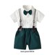 thumbnail image 4 of Guardurnaity Verano para niños, camisa de manga corta con botones, conjunto de pantalones, conjunto de banquete, boda, pajarita para niños, ropa, conjuntos de ropa Verde oscuro 90cm, 4 of 6