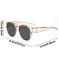 thumbnail image 2 of Big Round Sunglasses Men Women Oversized Blue Tinted Lens Frame UV Protection Transparent Champagne Shades for Travel Driving Outdoor, 2 of 6