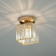 thumbnail image 2 of Mistaha Modern Minimalist Crystal Flush Mount Ceiling Light Fixture for Balcony Hallway Foyer Entryway Closet, Gold Square Design, E26 Socket, Iron and Crystal Material, 110-240V, Black/Gold Color, 2 of 6