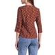 thumbnail image 3 of BLUSA INSPIRADA CHIC para Mujeres, Cuello en V, Mangas 3/4, Estampado de Lunares y Corazones, Top Frontal con Botones, Marrón S, 3 of 6