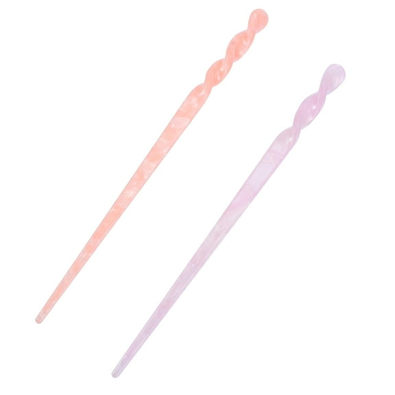 FRCOLOR 2Pcs Pink Acetate Plate Hair Sticks for Women Festivals Vintage Hairpin