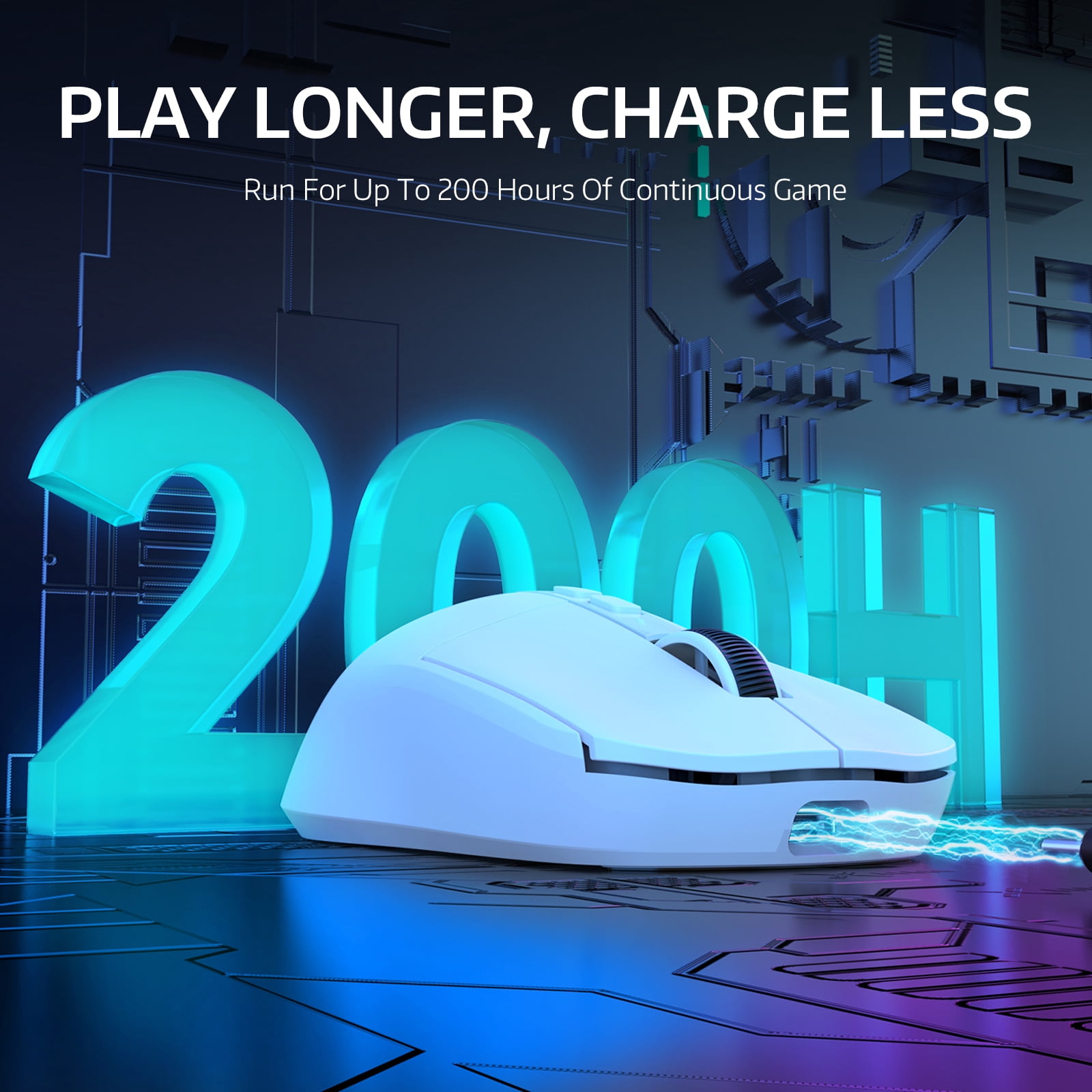 Manbasnake X6 Superlight Optical Wireless Gaming Mouse with Magnetic RGB Charging Case, White