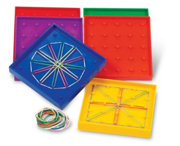 Learning Resources 5-Inch Double-Sided Assorted Geoboard, Set of 6