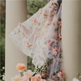 thumbnail image 3 of Floral Pink Flowers Embroidered Wedding Veil, Princess Short Face Blusher, 1-Layer Bridal Veil, 3 of 6