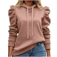 thumbnail image 2 of Fznquz Hoodie Women Pink Plain Puff Sleeve Sweatshirt Dressy Casual Trendy Women's Clothing, 2 of 4