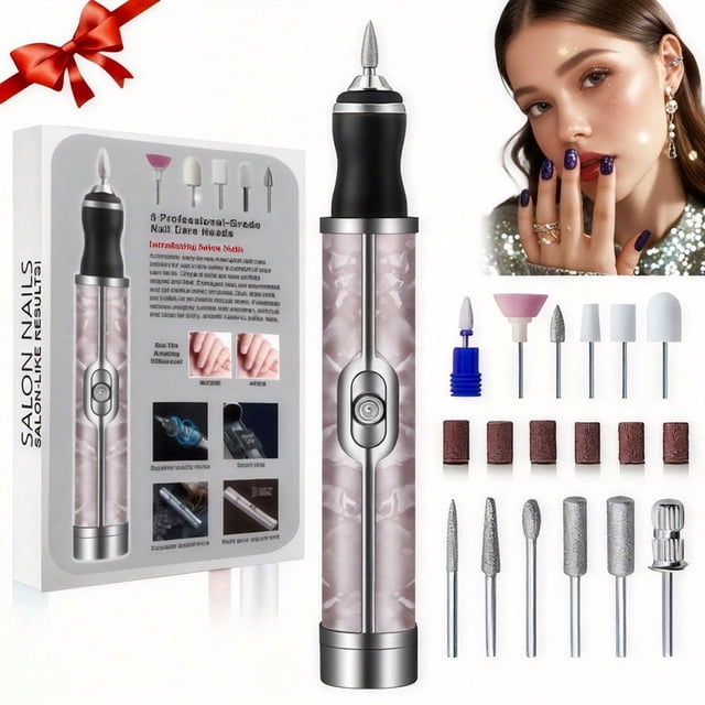 Electric Nail Drill & Pedi Grinder - 4-Speed 20000 RPM Motor, DIY Manicure/Pedicure Tool for Fingernails & Toenails, Complete Kit with Interchangeable Bits (Brushed Motor, No Display)