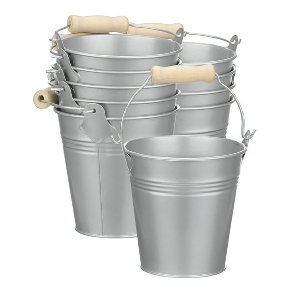 10-Pack Small Metal Bucket with Handle, 10x10cm Galvanized Buckets Small Metal Pails with Handle[Silver Tone]