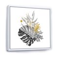thumbnail image 3 of Designart 'Bouquet With Golden Tropical Leaves and Monochrome' Tropical Framed Canvas Wall Art Print, 3 of 5