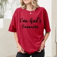 thumbnail image 5 of Womens Christian Tshirts I'm God's Favorite Short Sleeve Crewneck Religious Graphic Tee for Streetwear, 5 of 6