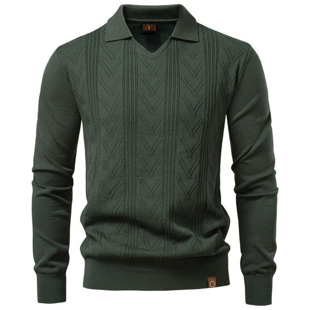 Mens Casual Sweaters, Mens Plaid Sweater with Round Neck